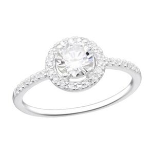 Sterling Silver Round Diamond Ring with Halo​​